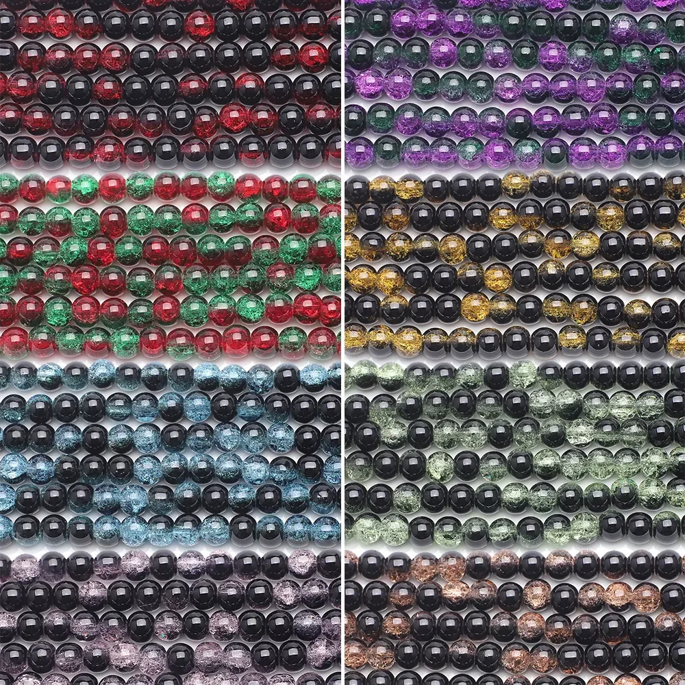 Burst Beads Floral Bead Crystal Glass 8mm100Pcs Two-color Diy Jewelry Accessories Black And Red Christmas Gift Making Materials