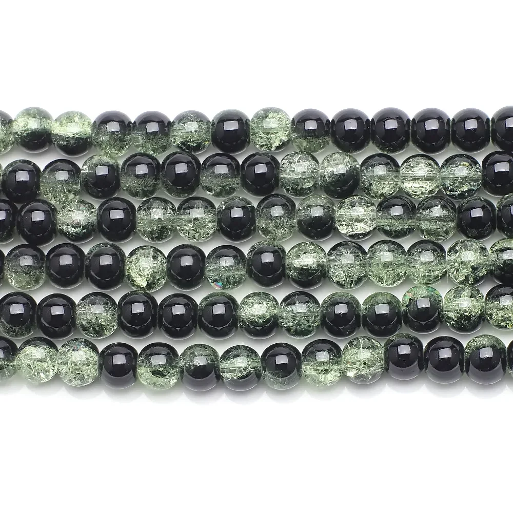 Burst Beads Floral Bead Crystal Glass 8mm100Pcs Two-color Diy Jewelry Accessories Black And Red Christmas Gift Making Materials