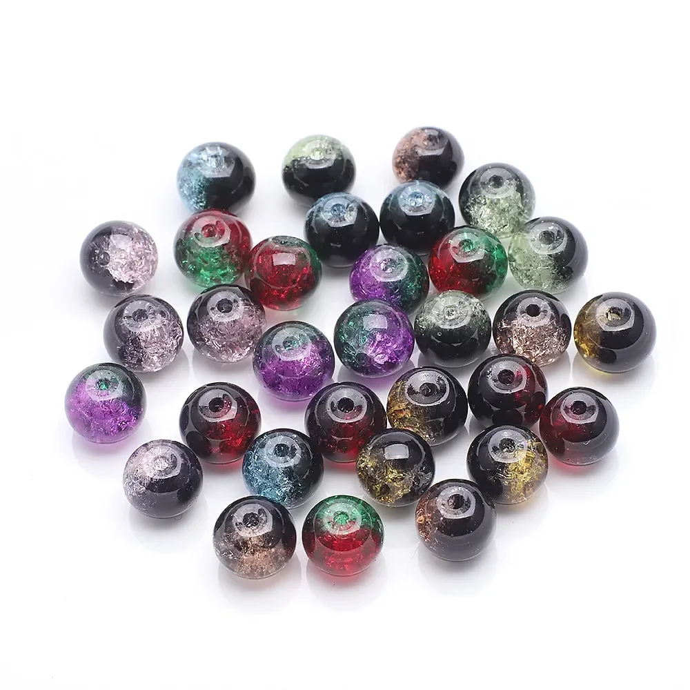 Burst Beads Floral Bead Crystal Glass 8mm100Pcs Two-color Diy Jewelry Accessories Black And Red Christmas Gift Making Materials
