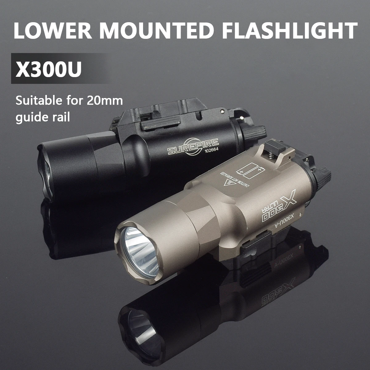 Surefire Light X300 X300U X300UH-B XH35 X300V IR Flashlight Fit 20mm Rail DDualS Switch 600 Lumens Aluminum Constant Momentary