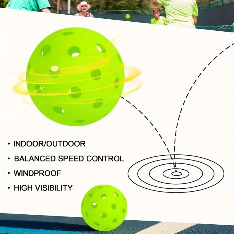 12PCSPickleball BallsDurable & Aerodynamic 40/26 Holes Design Perfect for Competition & TrainingComplete with Storage Mesh Bag
