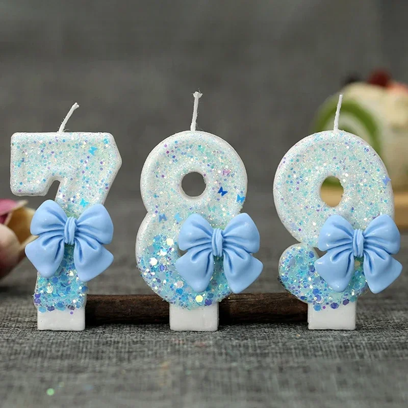 Bow Birthday Candles Number Candle Cake Candle Decoration Baby Shower Party Cake Topper Decor Anniversary Decor