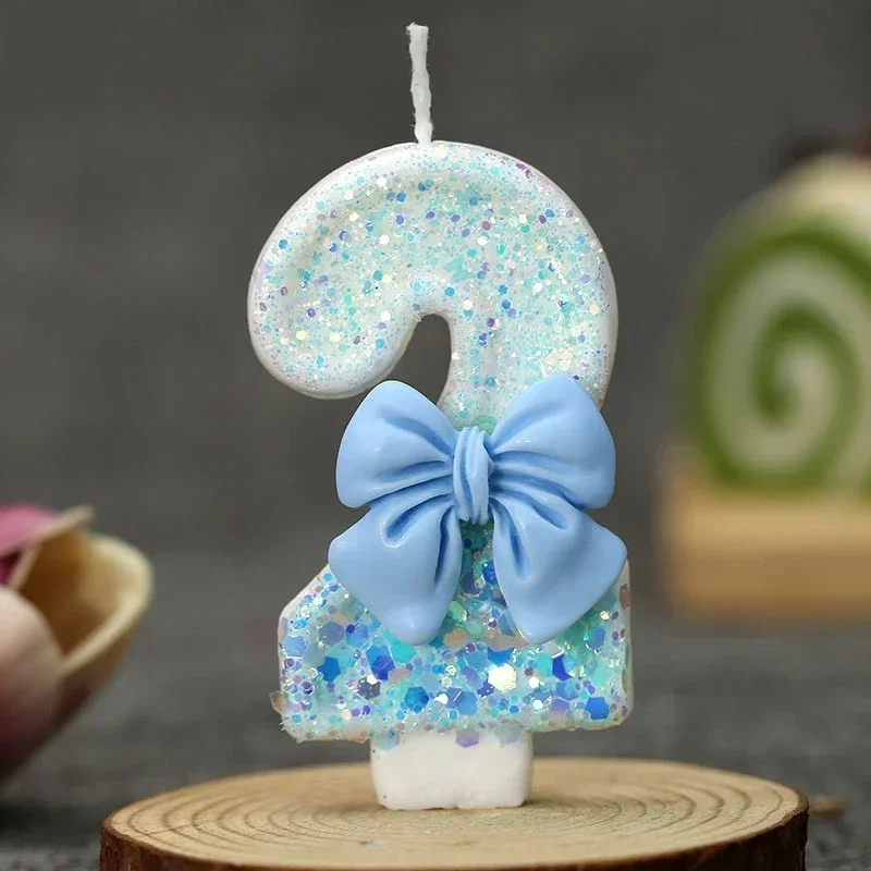 Bow Birthday Candles Number Candle Cake Candle Decoration Baby Shower Party Cake Topper Decor Anniversary Decor