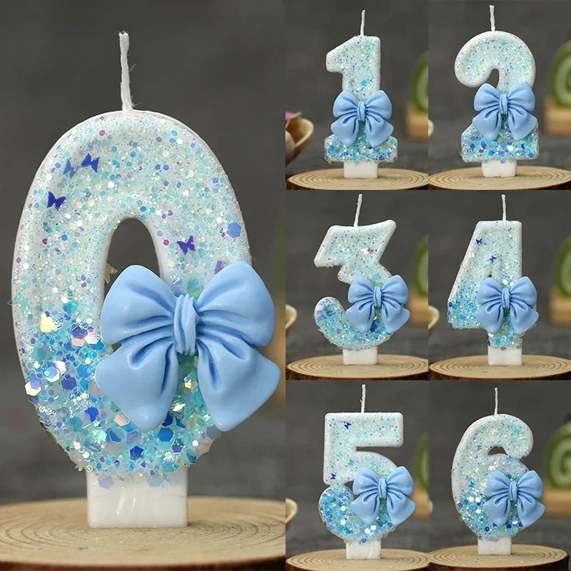 Bow Birthday Candles Number Candle Cake Candle Decoration Baby Shower Party Cake Topper Decor Anniversary Decor
