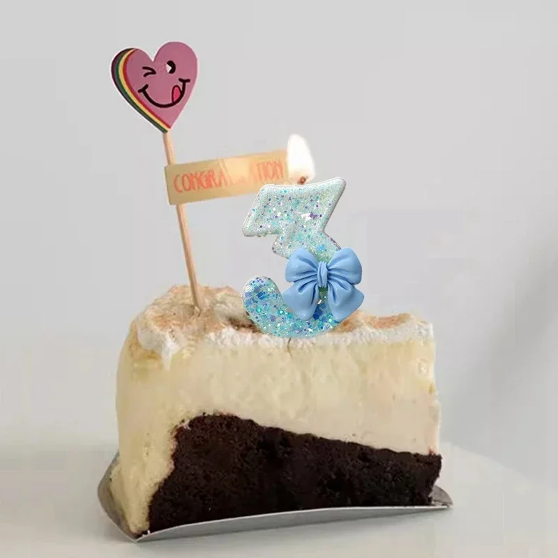 Bow Birthday Candles Number Candle Cake Candle Decoration Baby Shower Party Cake Topper Decor Anniversary Decor