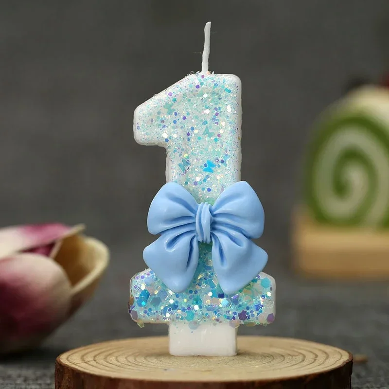 Bow Birthday Candles Number Candle Cake Candle Decoration Baby Shower Party Cake Topper Decor Anniversary Decor