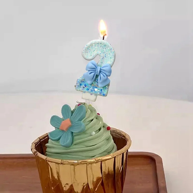 Bow Birthday Candles Number Candle Cake Candle Decoration Baby Shower Party Cake Topper Decor Anniversary Decor