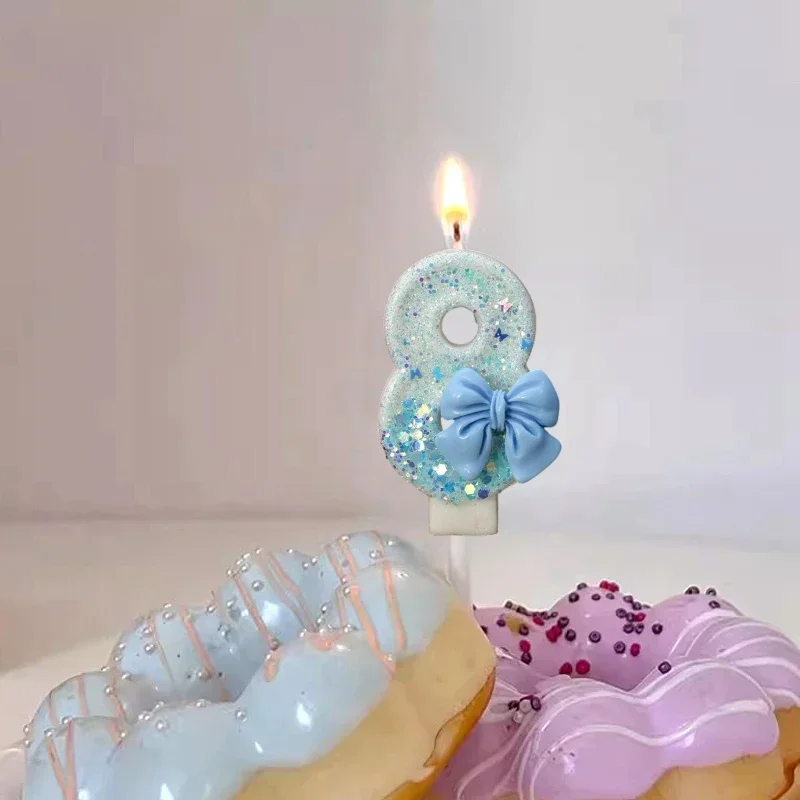 Bow Birthday Candles Number Candle Cake Candle Decoration Baby Shower Party Cake Topper Decor Anniversary Decor