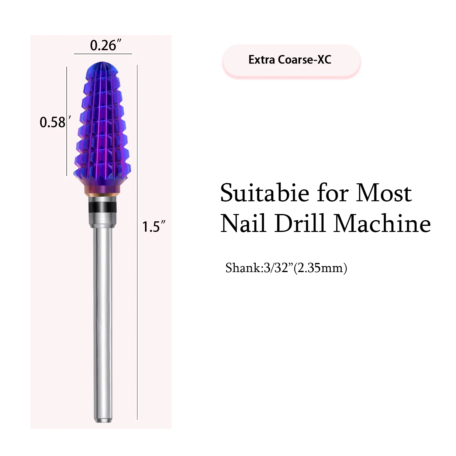 Purple Tornado Bit 3/32 Carbide Nail Drill Bits Milling Cutters For Manicure Remove Gel Electric File Accessories