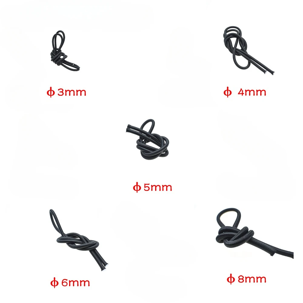 3/4/5/6/8MM Black Strong Elastic Cord Rubber Band Sewing Clothing Craft Supplies Elastic Band Elastics Rope Bands Accessories