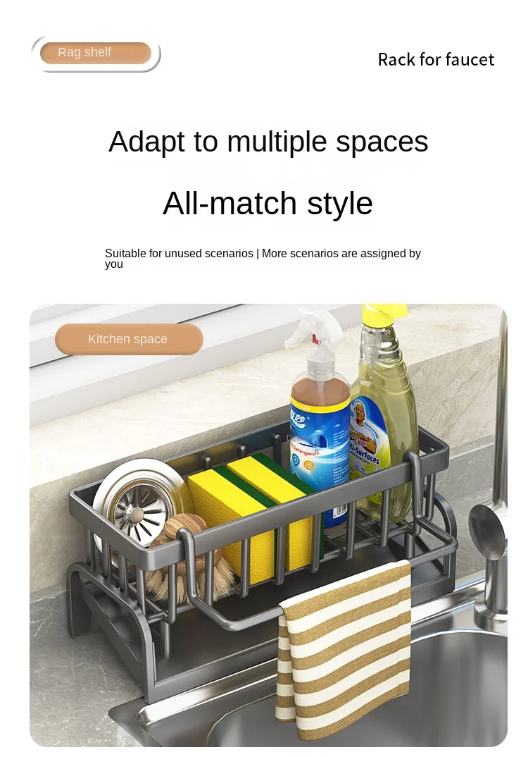 Kitchen Shelf Cleaning Cloth Storage Draining Rack Household Detergent Sponge Rack Water Sink Water Sink Water Sink Artifact