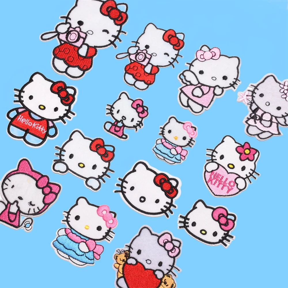Hello Kitty Patch Kawaii Sanrio Anime Kuromi Melody Patches Embroidered Clothes for Children's Clothing DIY T-shirt Decoration