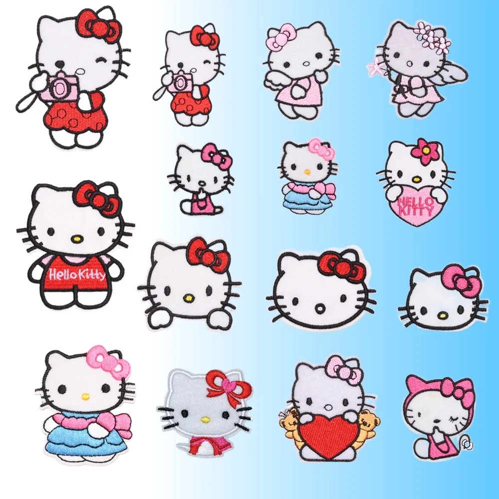 Hello Kitty Patch Kawaii Sanrio Anime Kuromi Melody Patches Embroidered Clothes for Children's Clothing DIY T-shirt Decoration