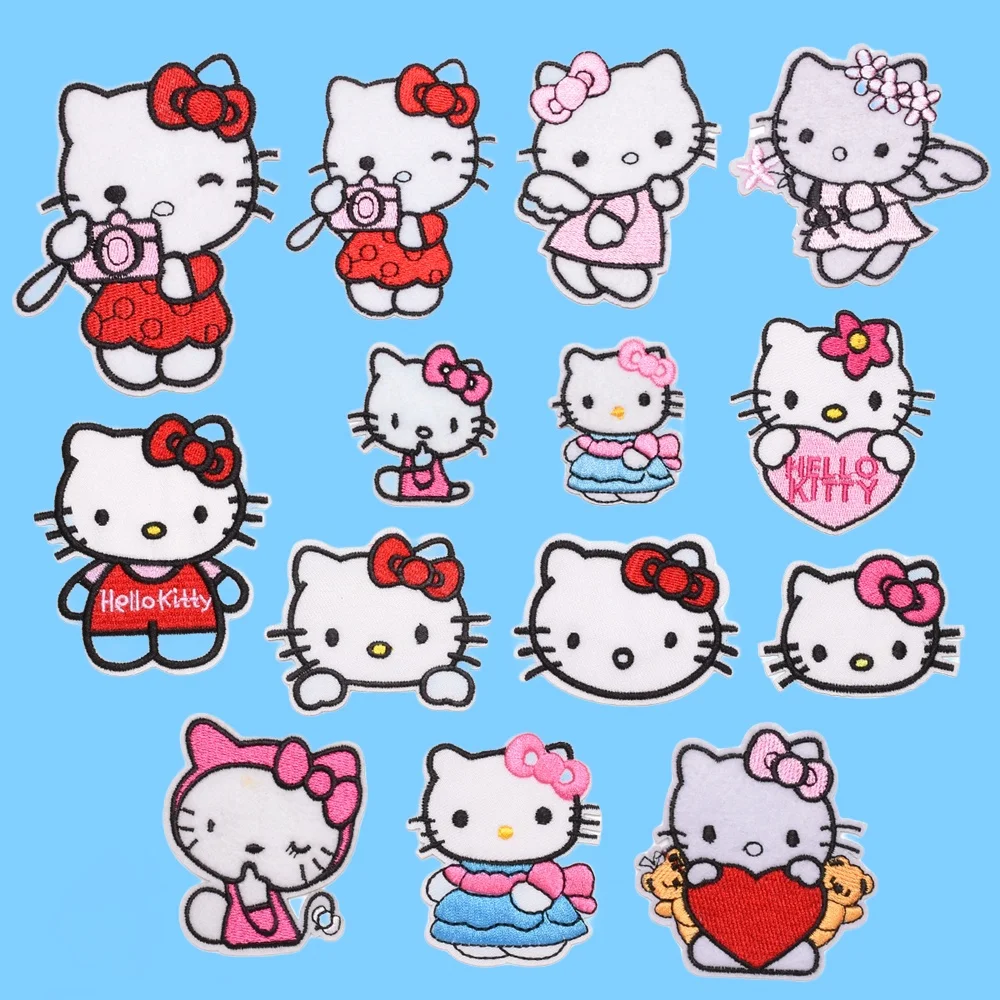 Hello Kitty Patch Kawaii Sanrio Anime Kuromi Melody Patches Embroidered Clothes for Children's Clothing DIY T-shirt Decoration