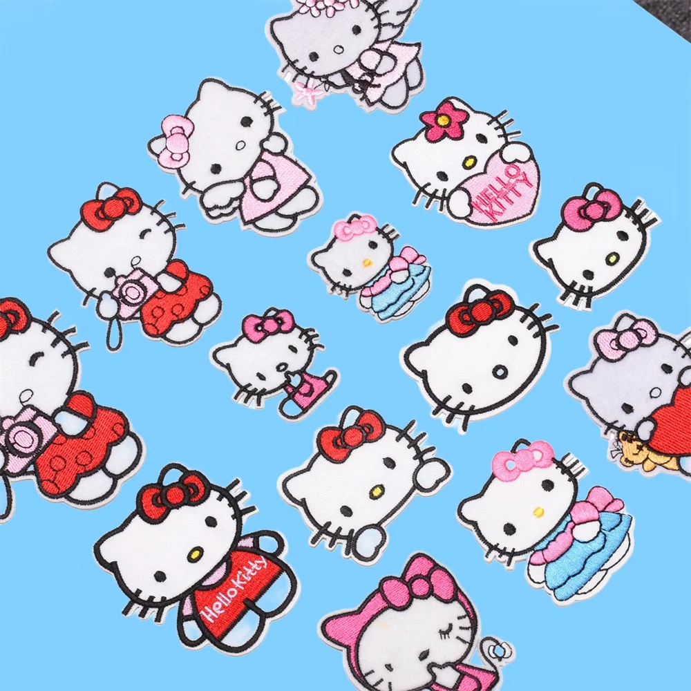 Hello Kitty Patch Kawaii Sanrio Anime Kuromi Melody Patches Embroidered Clothes for Children's Clothing DIY T-shirt Decoration