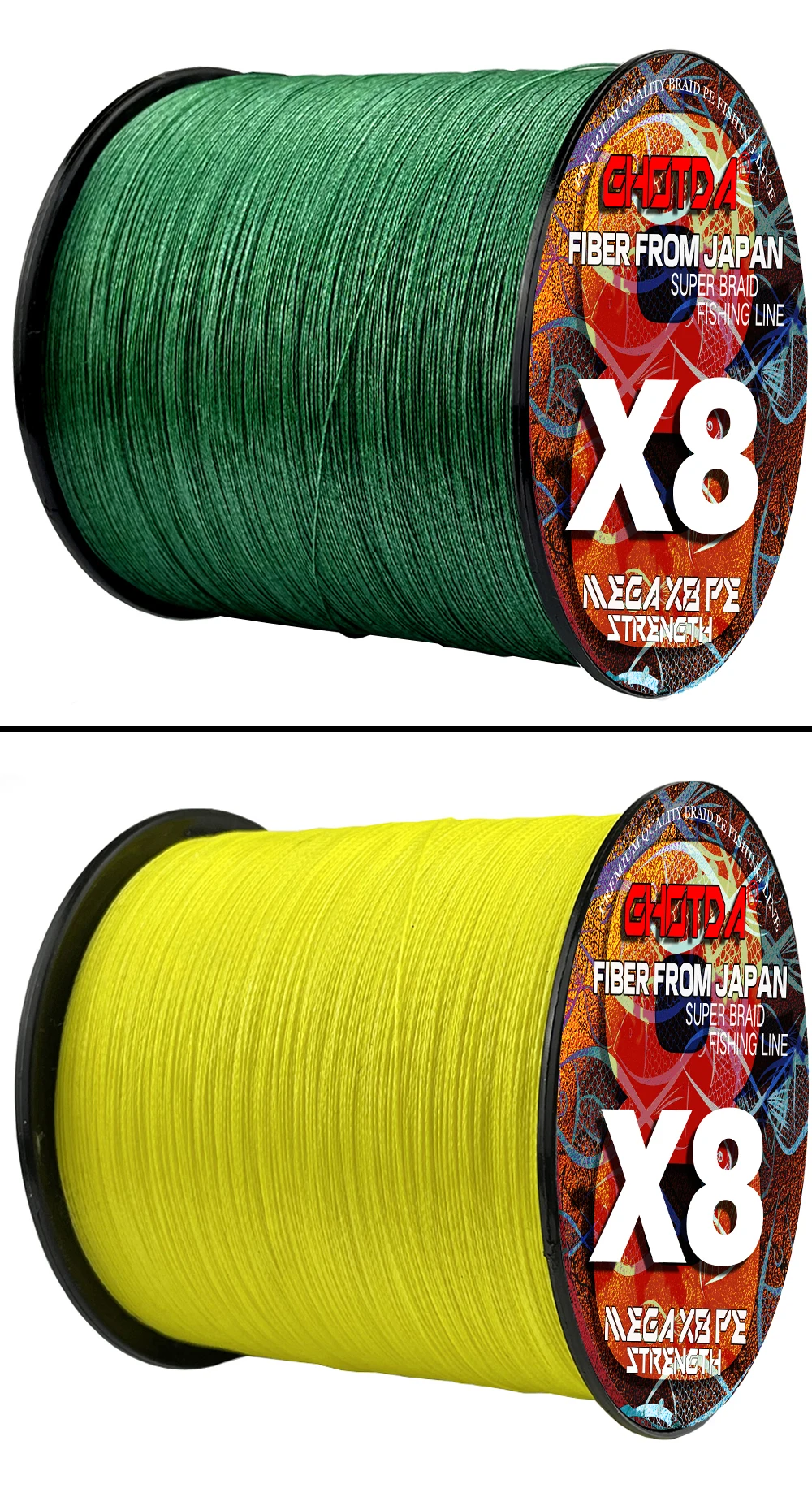 GHOTDA LURE FISH X8 Fishing Lines 300M 100M 8 Strands Braided Wires Multifilament PE Line for Carp Fishing Cord 18LB-78LB Smooth