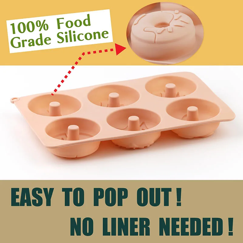Silicone Mini Donut Cake Pan 6-Cavity Silicone Fluted Tube Cake Pans Non-Stick Silicone Molds for Jelly Doughnut Donut Bread