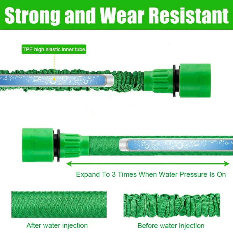 High Pressure Car Wash Hose Garden Hose Expandable Flexible Magic Water Pipes Home Garden Daily Watering Tools 25FT-200FT