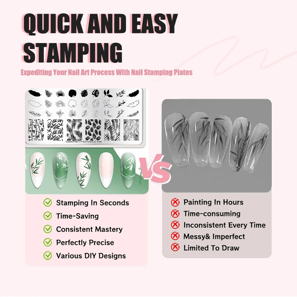 BORN PRETTY Bridal Lace Nail Art Templates Butterfly Flower Leaves Geometry Stamping Plates DIY Image Printing Stencil Tools