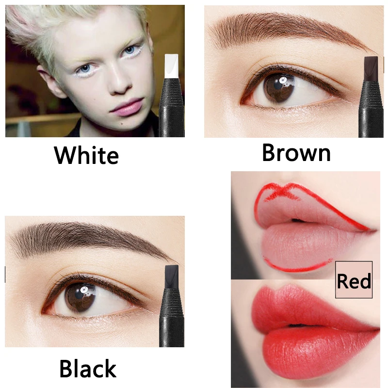 1pcs Eyebrow Pen Waterproof Shadow Microblading Permanent Makeup Eye Brow Pencil Positioning Lip Brown Red Eyebrow Supplies
