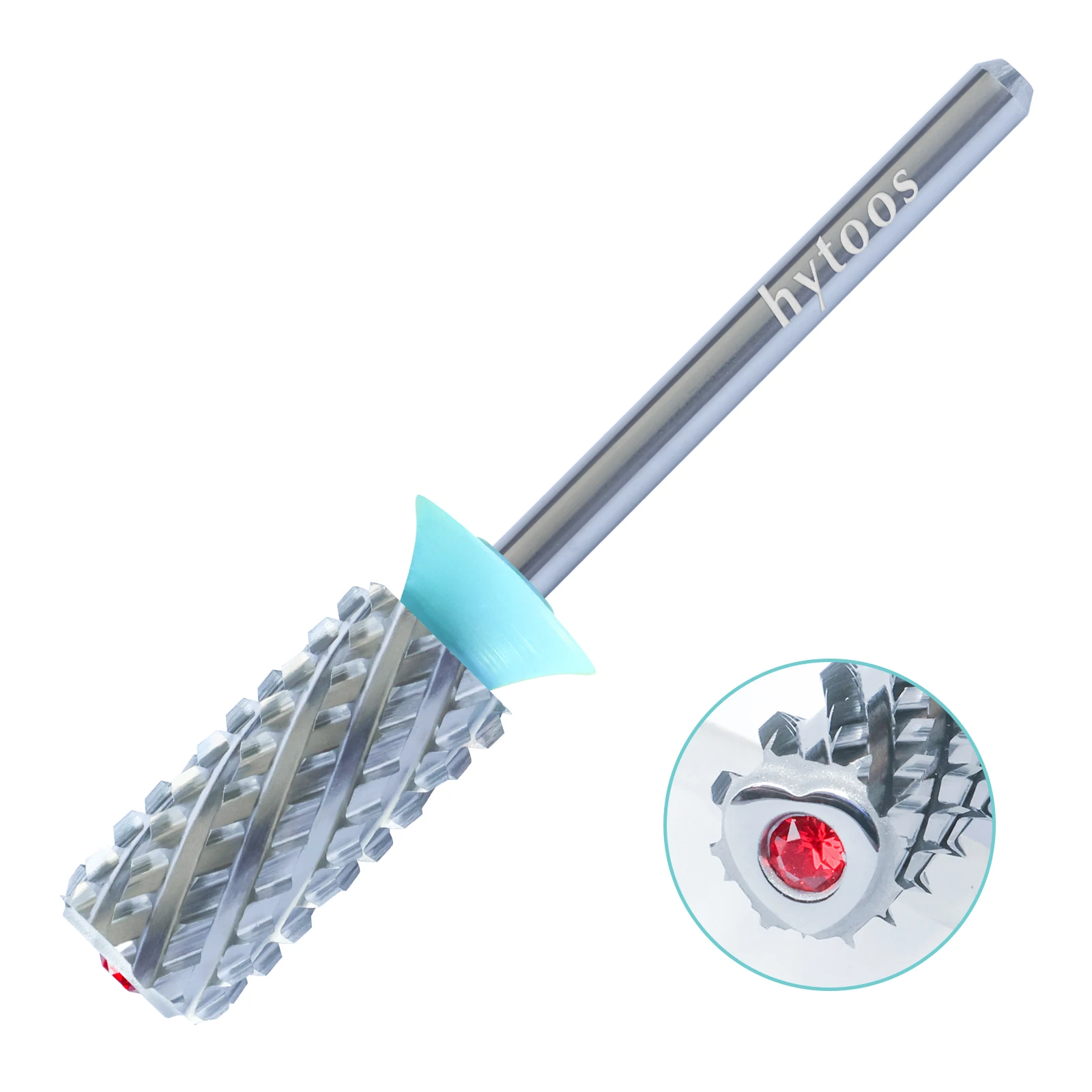 HYTOOS 4XC Carbide Acrylic Nail Drill Bits Chrome Crystal Top Large Barrel Nail Bit Remove Hard Gel Nail Tech Tool