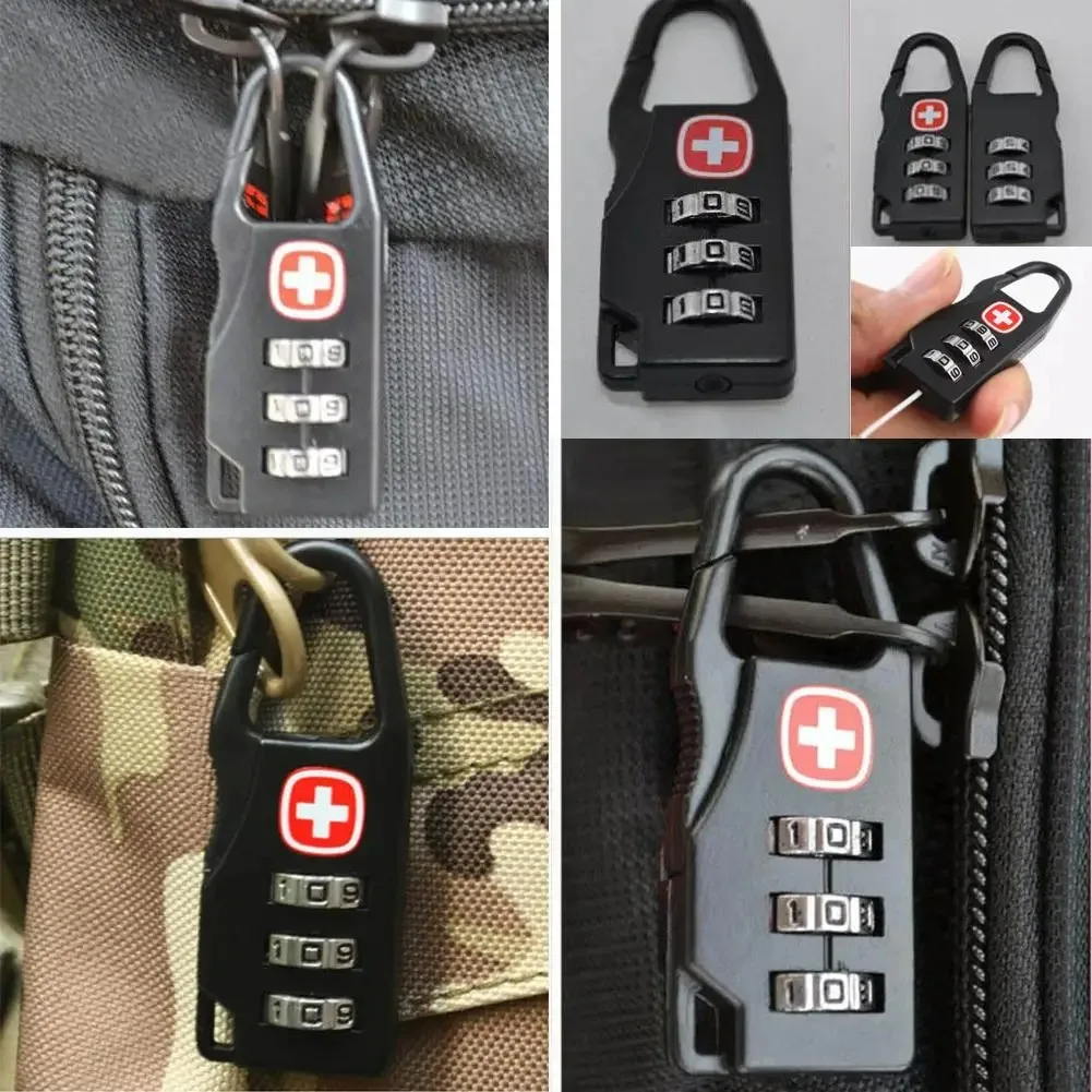 1-5PCS Portable Alloy Lock Padlock Outdoor Travel Luggage Zipper Backpack Handbag Safe Anti-theft Combination Code Number Lock