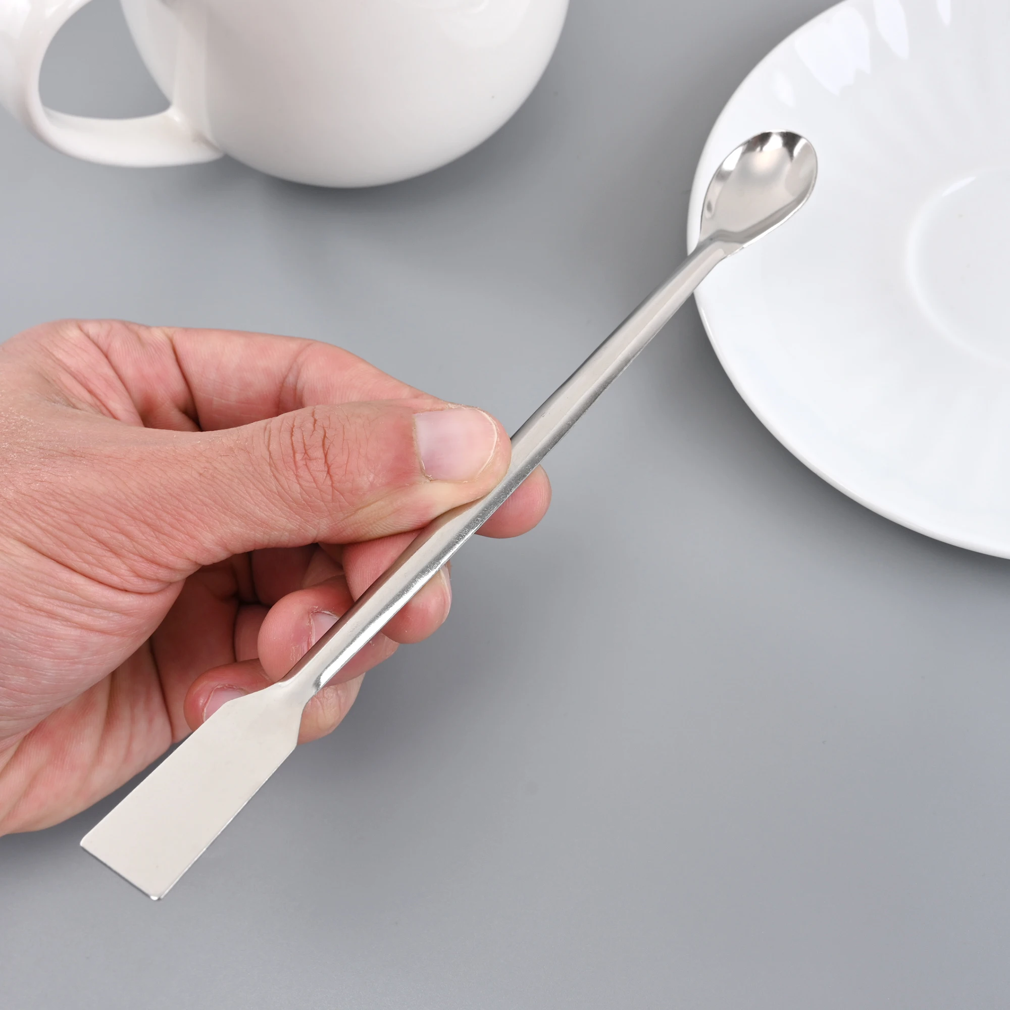 20cm Stainless Steel Lab Spoon Double End Spatula/Laboratory Sampling Spoon Mixing Micro Spatula Scoop