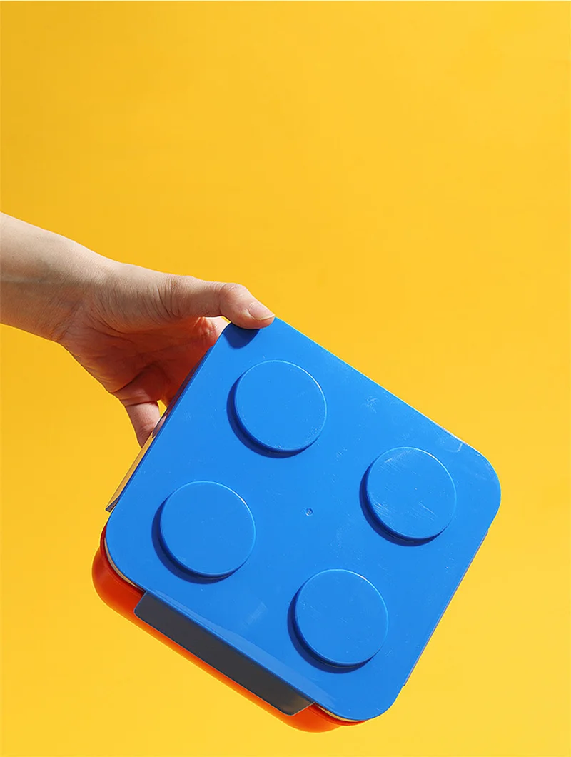 JUSTINLAU Portable Sealed Lunch Box Color Building Blocks Splicing Children's Student Bento Box Fruit Salad Storage Container