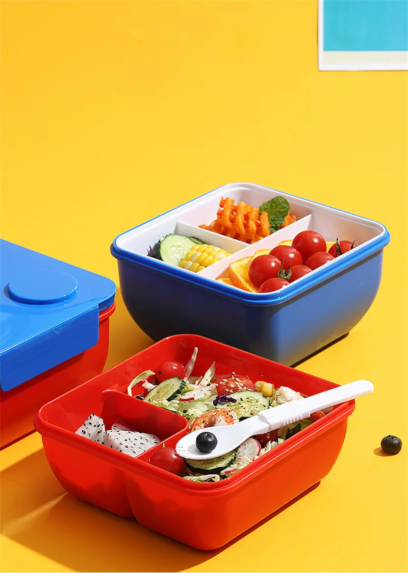 JUSTINLAU Portable Sealed Lunch Box Color Building Blocks Splicing Children's Student Bento Box Fruit Salad Storage Container