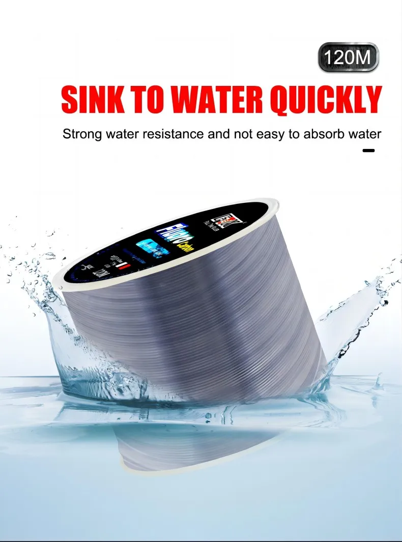 FTK 120m Fishing Line 0.2mm-0.6mm 7.15LB-45LB Fluorocarbon Coating Treatment Process Carbon Surface Nylon Molecules
