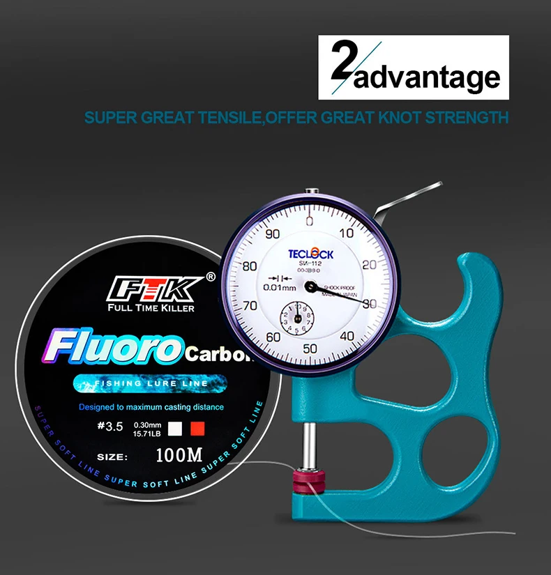 FTK 120m Fishing Line 0.2mm-0.6mm 7.15LB-45LB Fluorocarbon Coating Treatment Process Carbon Surface Nylon Molecules