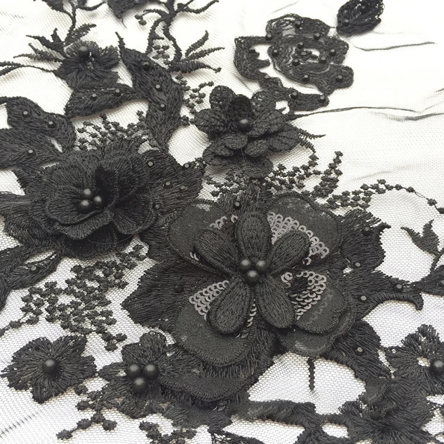 3D Embroidered Sewing On Patches For Clothing Flower Lace Patch Wedding Party Gown Bridal Dress Fabric Appliques DIY Repair
