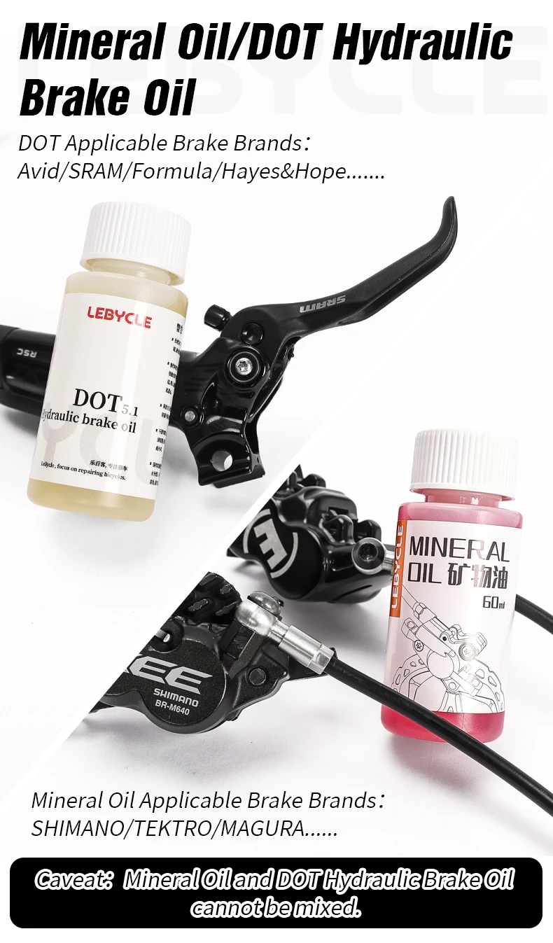 LEBYCLE Bicycle Brake Mineral Oil 60ML DOT Hydraulic Brake Oil 60ML For Shimanod MGUARA Tektro Bike Hydraulic Brake Systems