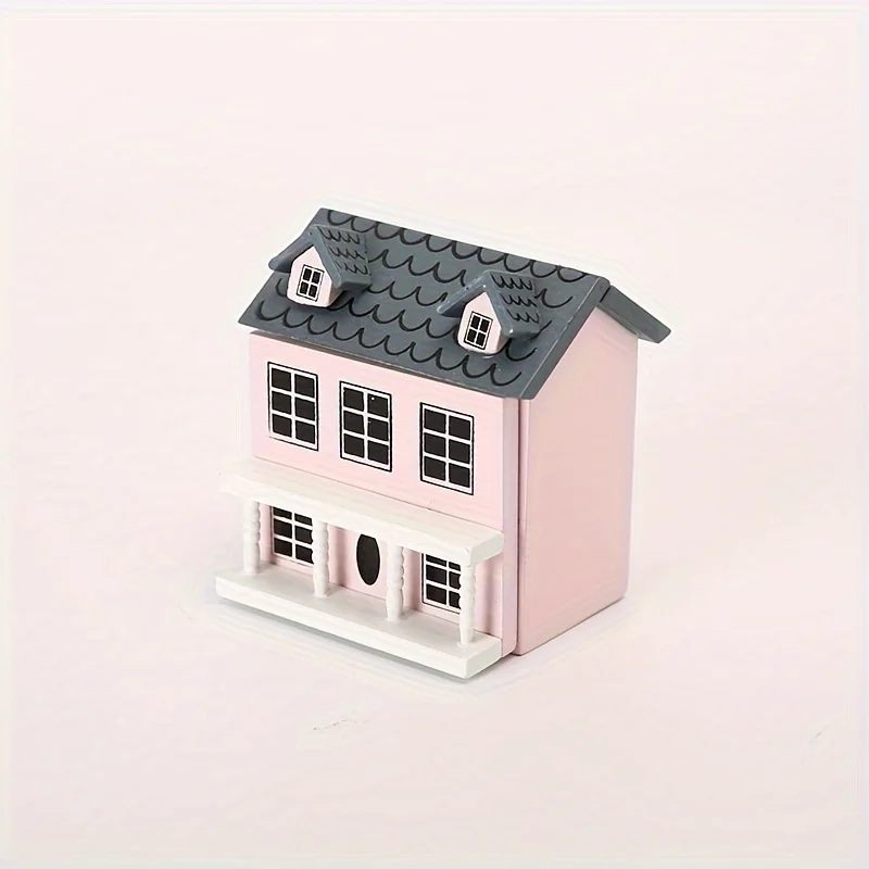 Mini Furniture Pink Blue Wall Grey Top Cute Pocket Villa Small House Mini Furniture Set Perfect Doll House Accessories