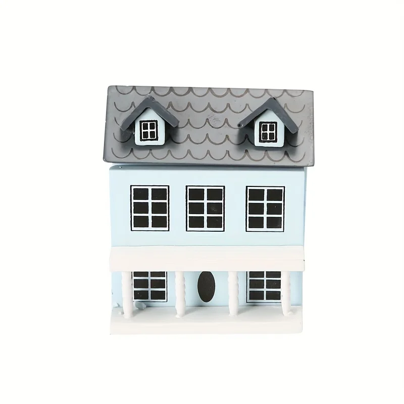 Mini Furniture Pink Blue Wall Grey Top Cute Pocket Villa Small House Mini Furniture Set Perfect Doll House Accessories