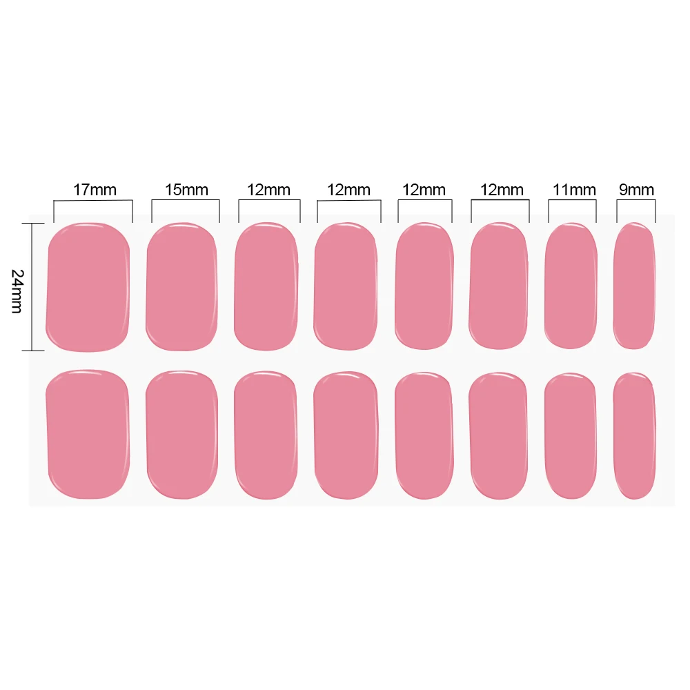 16Tips Semi-Cured Gel Nail Sticker Pure Color UV/LED Lamp Gel Nail Polish Wraps Long-Lasting Full Cover Gel Sticker Nail Decor##