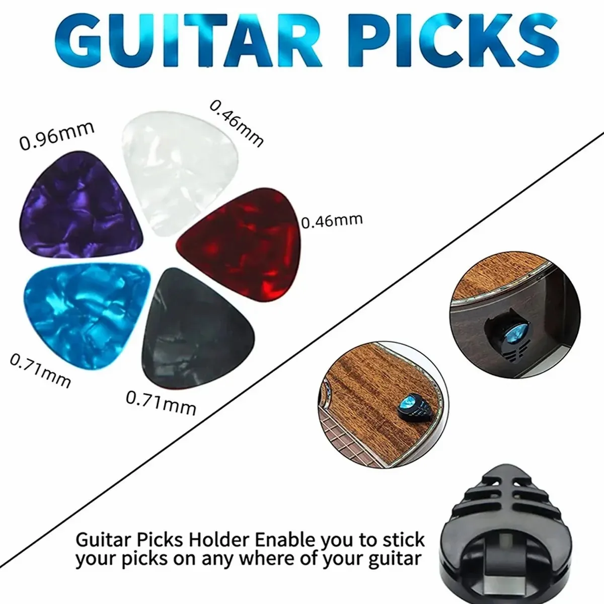10pcs Guitar Strap for Electric Bass and Acoustic Guitars Include 5 Guitar Picks and 1 Hold and 2 Washers, Gift for Guitarists