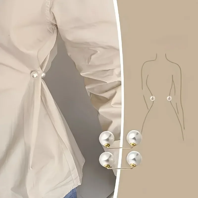 8PCS pearl non-slip safety pins Dress brooch decoration dress waist fastening pins collar adjustment scarf safety fashion