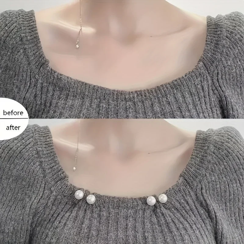 8PCS pearl non-slip safety pins Dress brooch decoration dress waist fastening pins collar adjustment scarf safety fashion