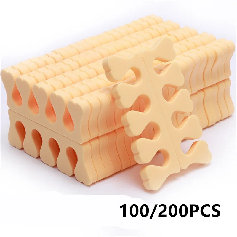 Wholesale 100/200/500pcs Beige Sponge Finger Toe Separators Nail Polish Separators Manicure Pedicure Nail Art Tool Feet Care