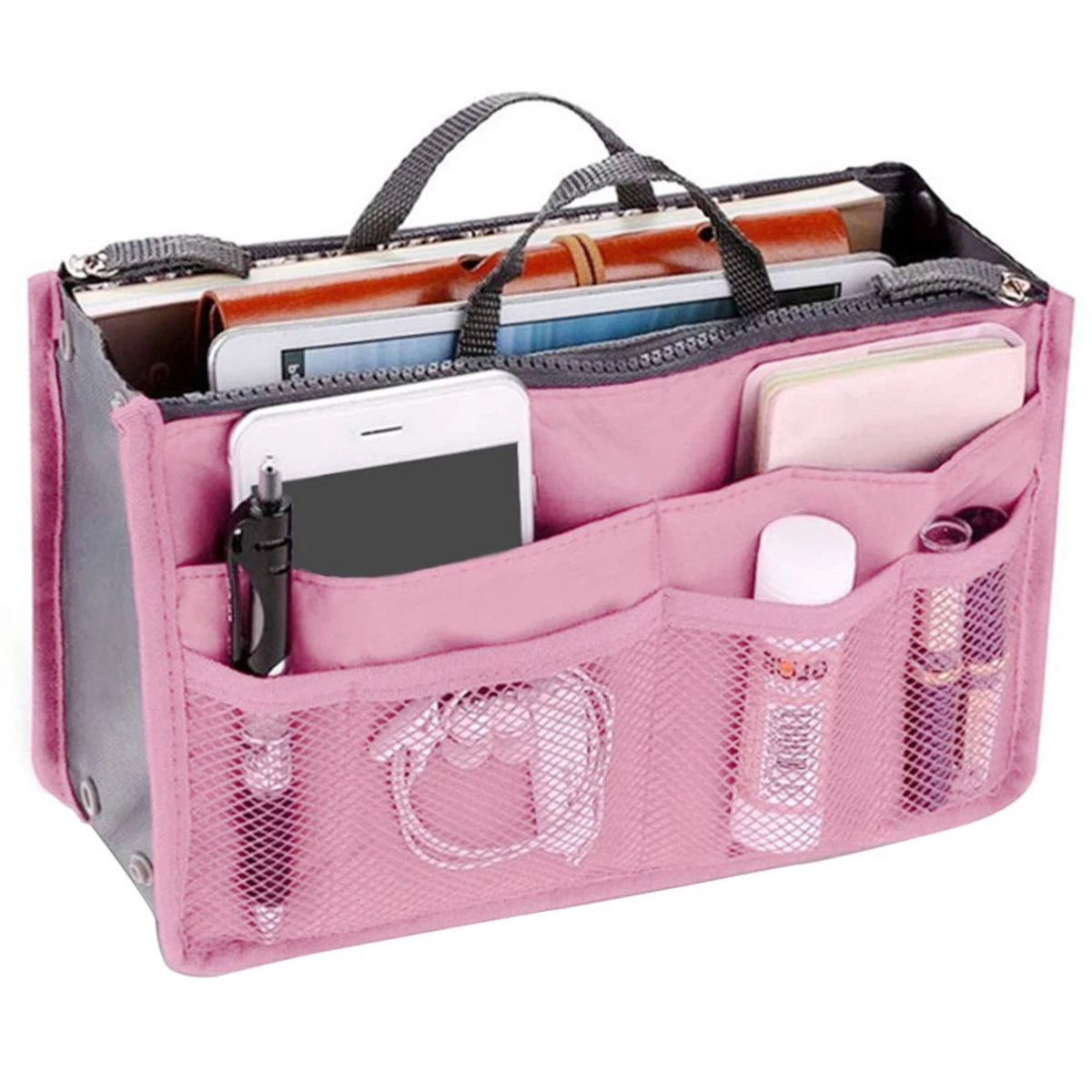 Travel Insert Organizer Bag Women Nylon Insert Organizer Handbag Purse Multiple Large Capacity Lady Insert Bag Liner Makeup Tote