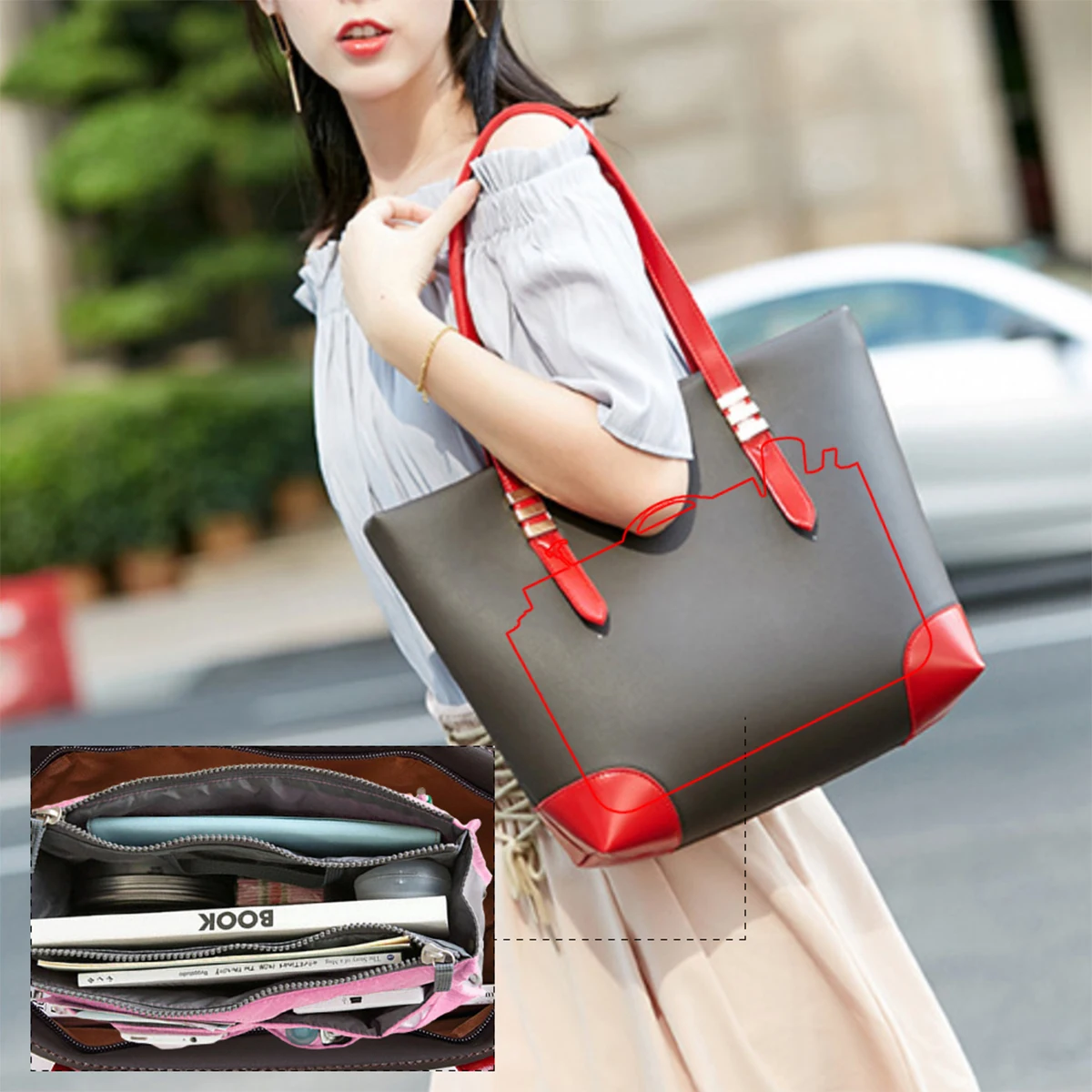 Travel Insert Organizer Bag Women Nylon Insert Organizer Handbag Purse Multiple Large Capacity Lady Insert Bag Liner Makeup Tote