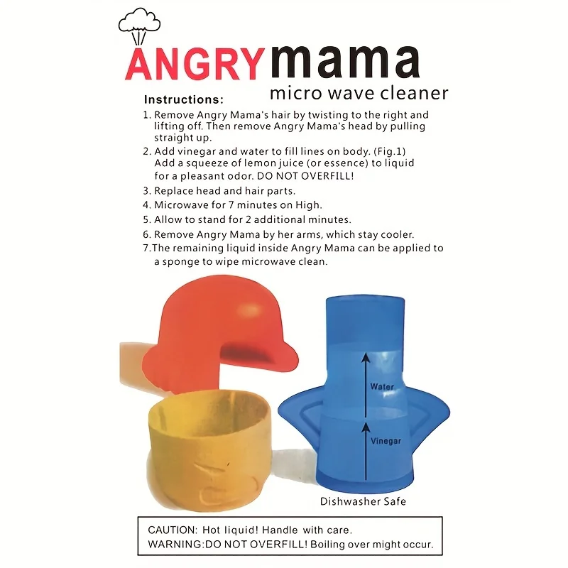 Angry Mama Oven Steam Microwave Cleaner Easily Remover Oil Dirt Fridge Deodorizer For Kitchen Cleaning Tool Useful Household