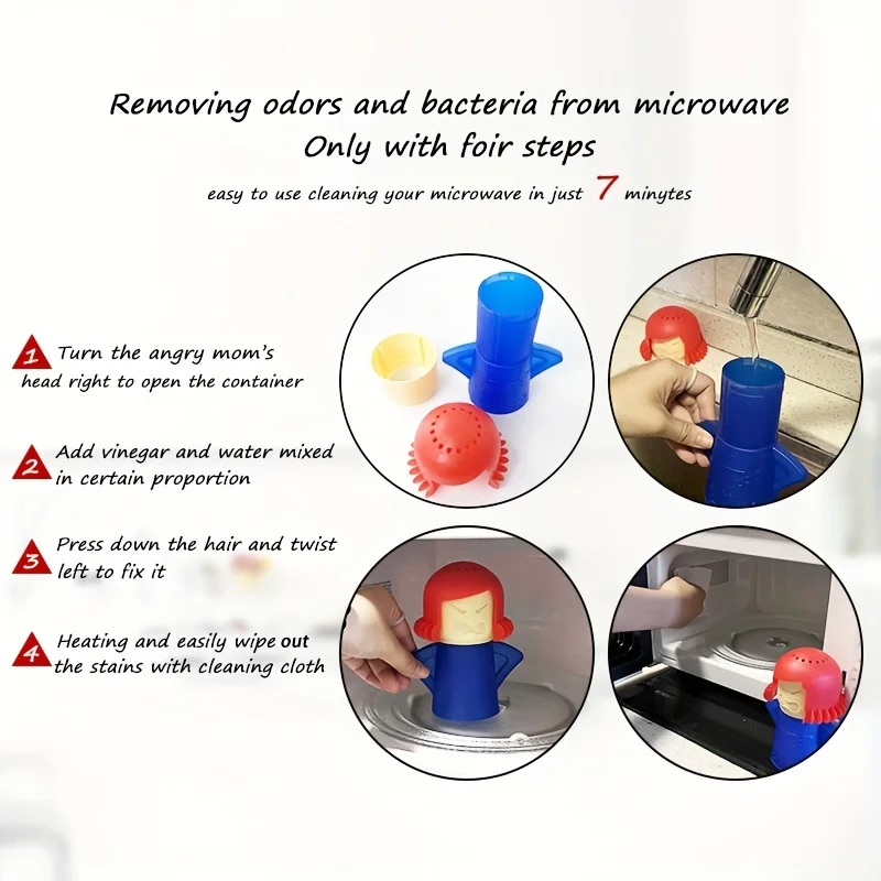 Angry Mama Oven Steam Microwave Cleaner Easily Remover Oil Dirt Fridge Deodorizer For Kitchen Cleaning Tool Useful Household