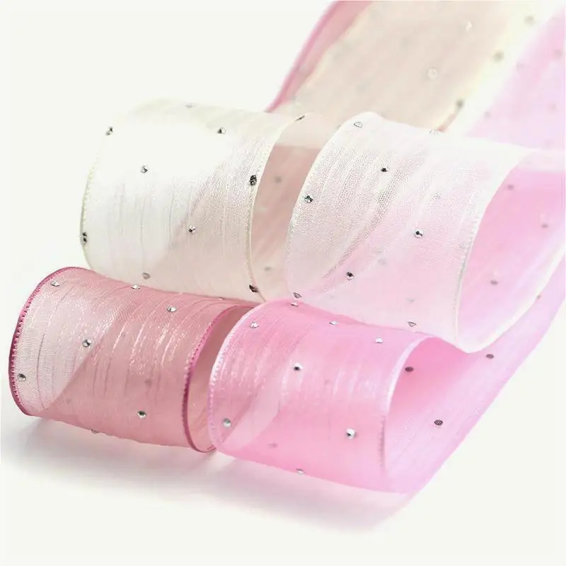 (5meters/pack)4CM Bubble Pleated Tape Diamond Mesh Organza Ribbon Hair Bow Material Gift Packaging Clothing Decoration DIY
