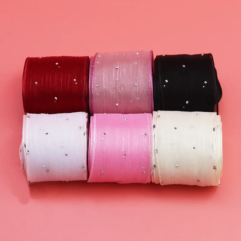 (5meters/pack)4CM Bubble Pleated Tape Diamond Mesh Organza Ribbon Hair Bow Material Gift Packaging Clothing Decoration DIY