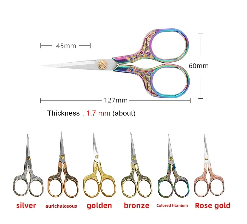 1PC Sewing Scissors Stainless Steel Retro Embroidery Tailor Scissors Dressmaker Shears Fabric Cutter DIY Sewing Accessories