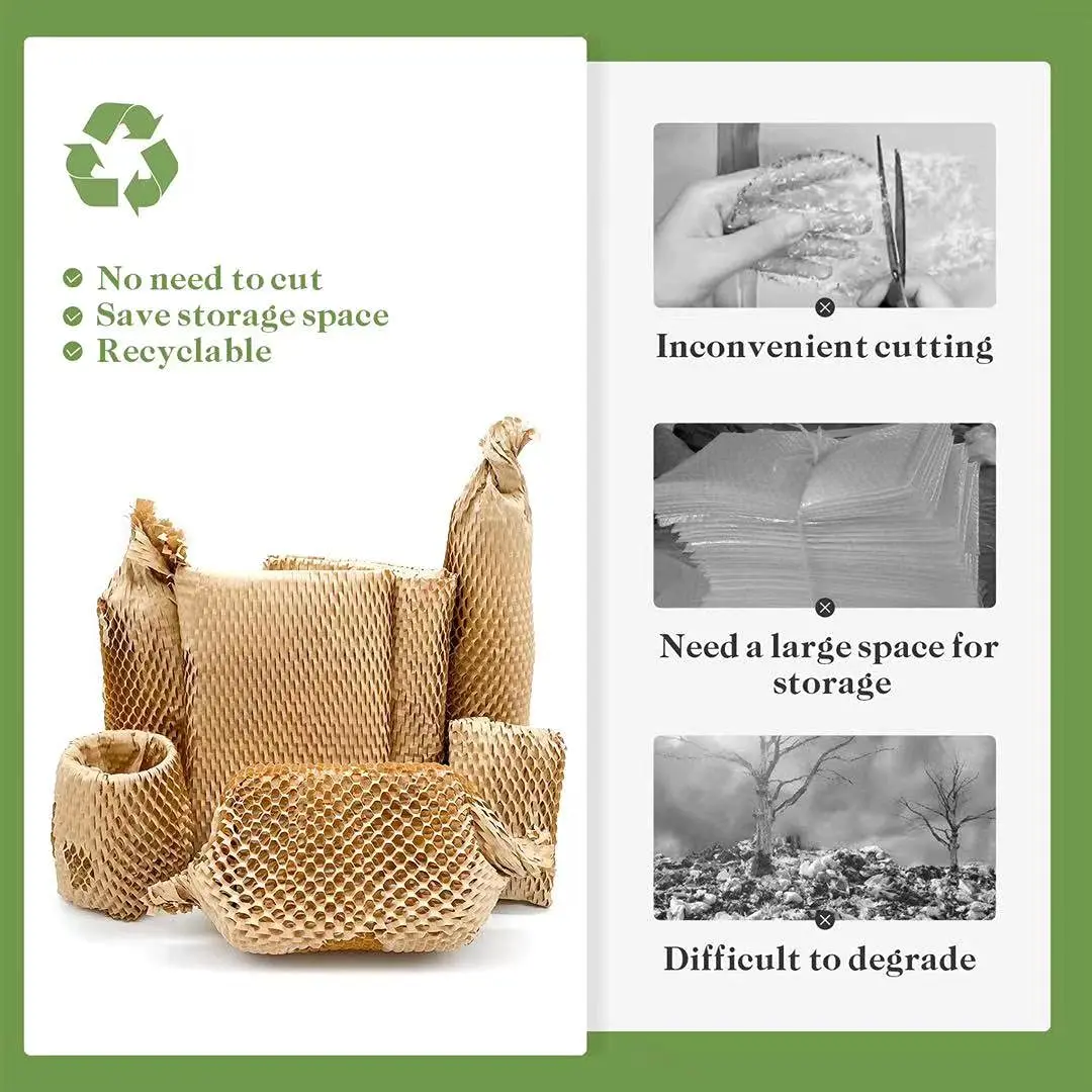 5M Brown Honeycomb Wrapping Paper Instead of Bubble Buffer Packaging for Mobile Transport Packaging, Recyclable Mobile Supplies