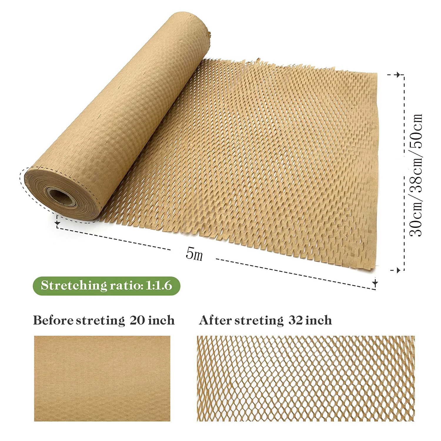 5M Brown Honeycomb Wrapping Paper Instead of Bubble Buffer Packaging for Mobile Transport Packaging, Recyclable Mobile Supplies