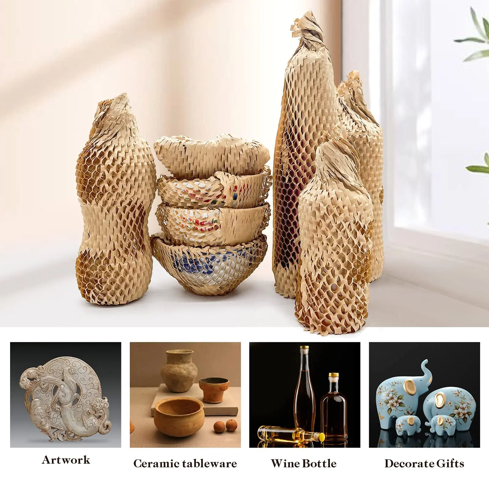 5M Brown Honeycomb Wrapping Paper Instead of Bubble Buffer Packaging for Mobile Transport Packaging, Recyclable Mobile Supplies
